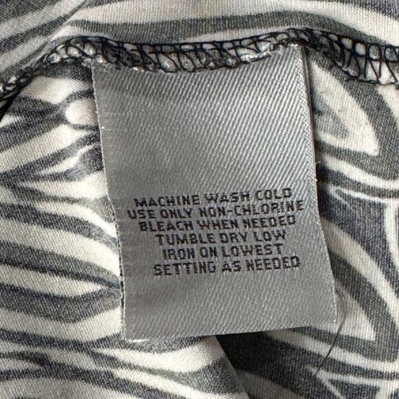 Worthington Large Top Geometric Stetch Elbow Puff Sleeves Keyhole Neck Multi - Picture 11 of 11